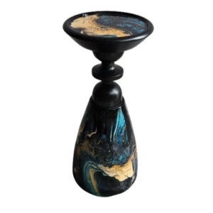 modern artistic side table with black & marble effect base